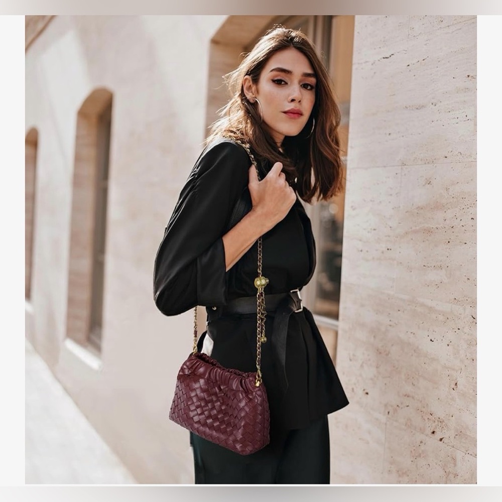 NEW Joryin Woven Crossbody Bag & Evening Purse Dumpling Clutch Hobo Cloud - Picture 3 of 7